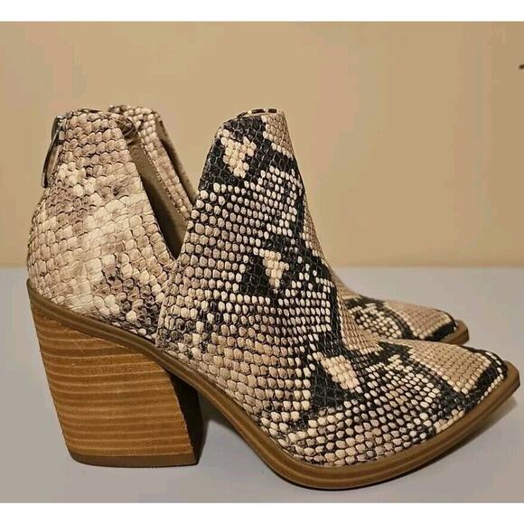 Steve Madden Women's Leather Snake Print Block Heel Ankle Bootie Size 6.5 - Picture 5 of 11